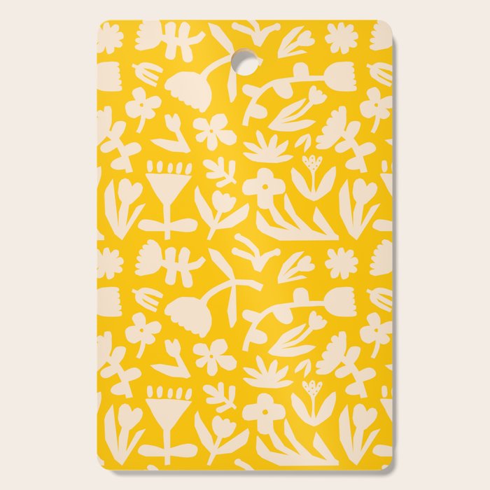 Yellow abstract flower art pattern Cutting Board Gallery Image 1