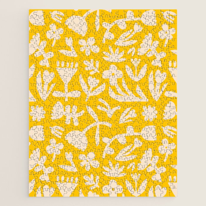 Yellow abstract flower art pattern Jigsaw Puzzle Gallery Image 1