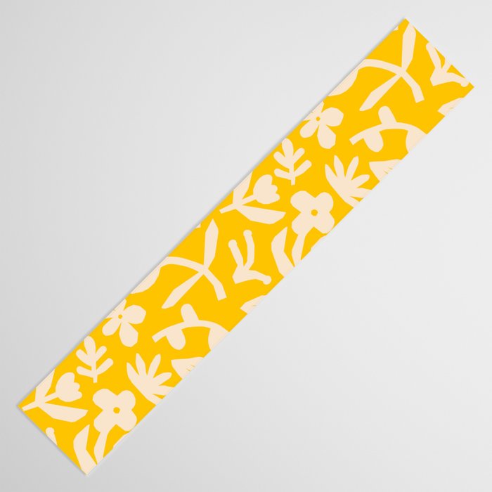 Yellow abstract flower art pattern Table Runner Gallery Image 3