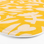 Yellow abstract flower art pattern Bath Mat Gallery Image 3