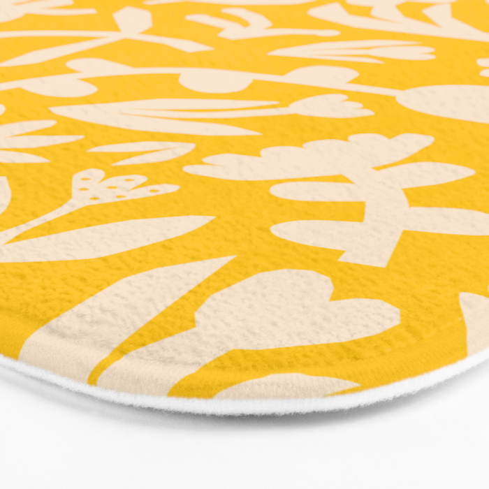 Yellow abstract flower art pattern Bath Mat Gallery Image 3