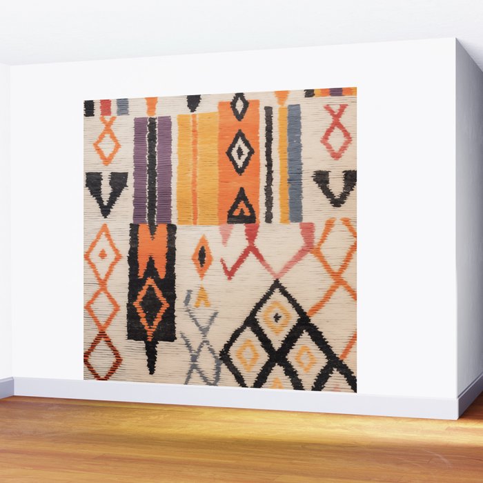 Moroccan Berber Rug Design No.54 - Multicolor, Ivory White Wall Mural Gallery Image 2
