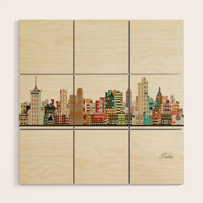 tulsa skyline Wood Wall Art Gallery Image 1