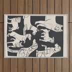 Minimal Abstract Dogs Art 1 Outdoor Rug Gallery Image 1