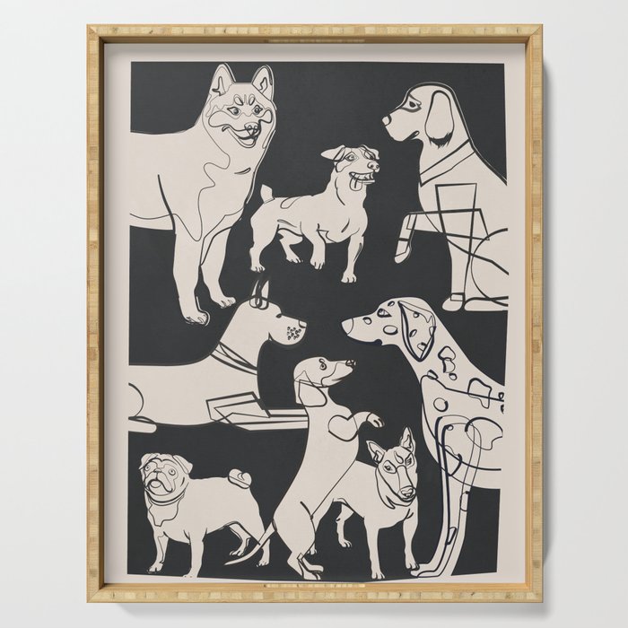 Minimal Abstract Dogs Art 1 Serving Tray Gallery Image 1