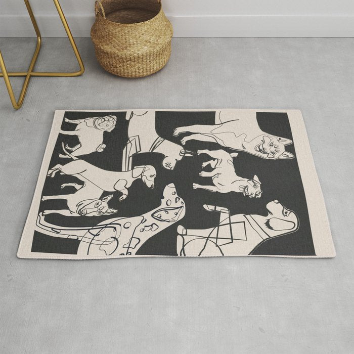 Minimal Abstract Dogs Art 1 Rug Gallery Image 1