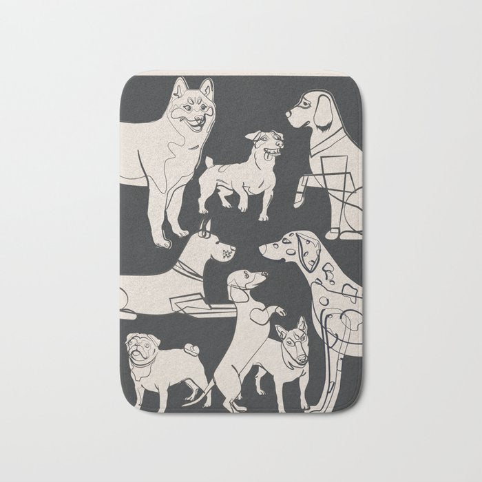 Minimal Abstract Dogs Art 1 Bath Mat Gallery Image 1