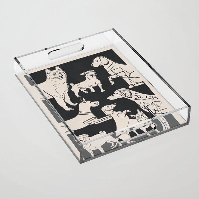 Minimal Abstract Dogs Art 1 Acrylic Tray Gallery Image 1