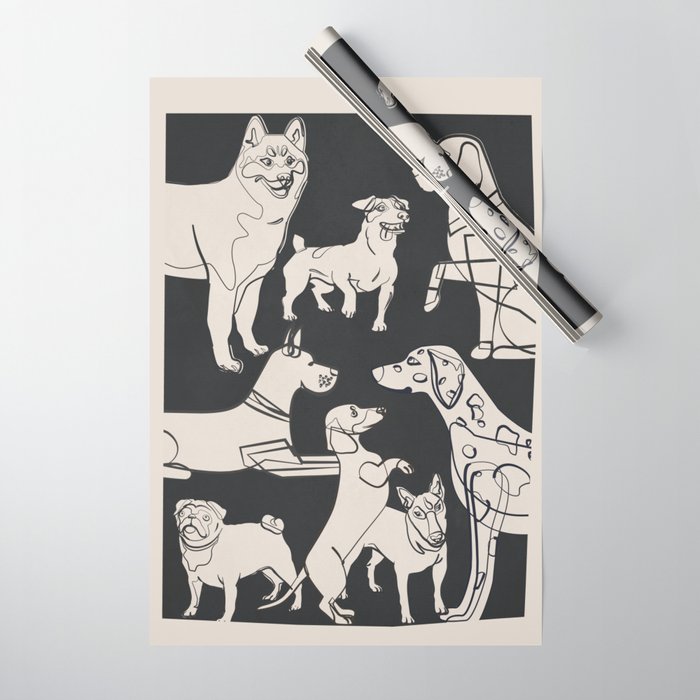 Minimal Abstract Dogs Art 1 Wrapping Paper Gallery Image 1
