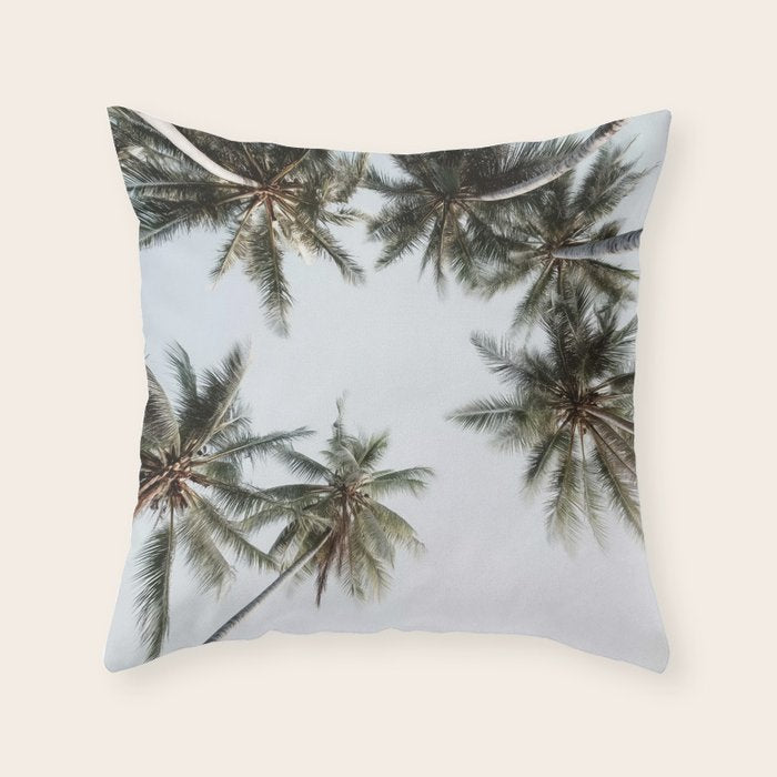 Palm Canopy - Minimal Tropical Wall Art Throw Pillow Gallery Image 1