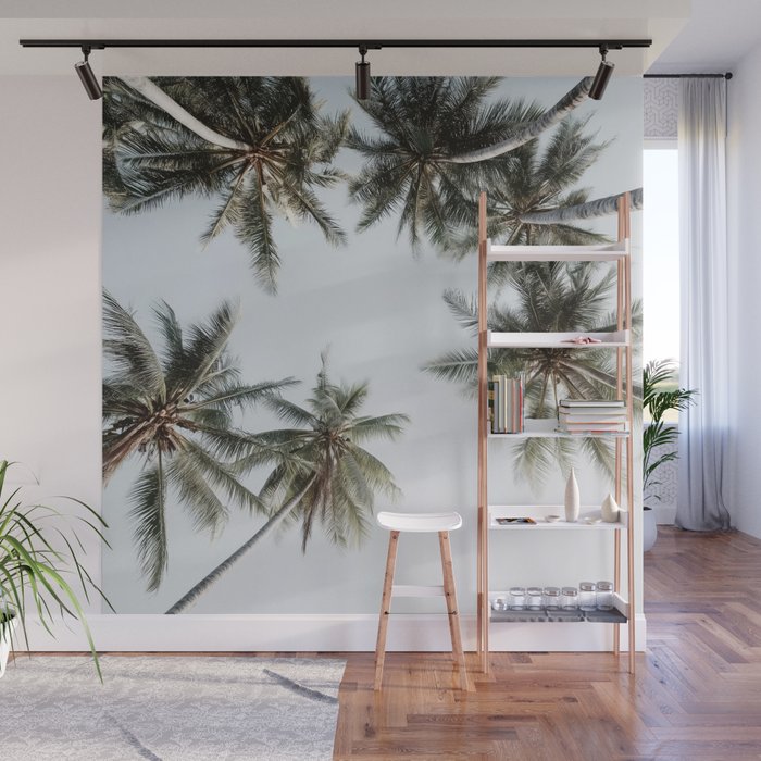 Palm Canopy - Minimal Tropical Wall Art Wall Mural Gallery Image 1