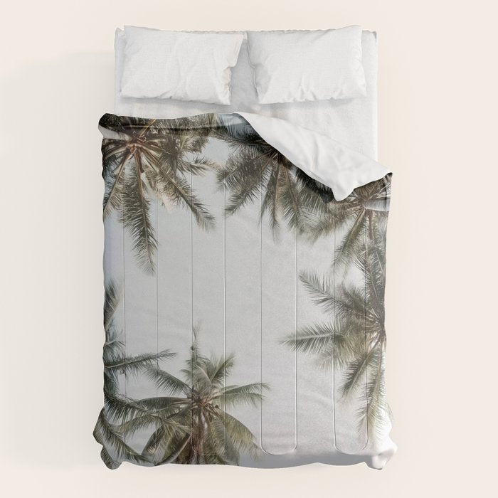 Palm Canopy - Minimal Tropical Wall Art Comforter Gallery Image 6