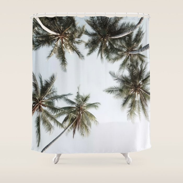 Palm Canopy - Minimal Tropical Wall Art Shower Curtain Gallery Image 1