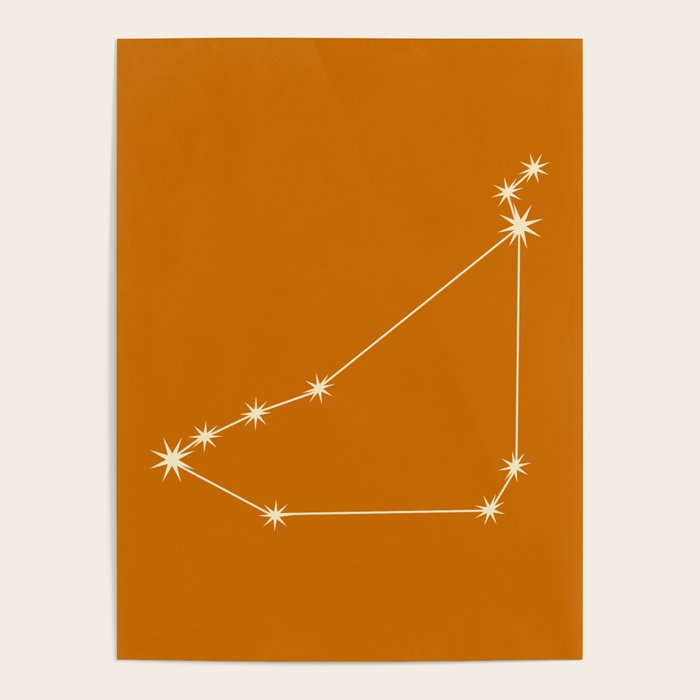 Capricorn Zodiac Star Constellation Line Art Orange Poster Gallery Image 4
