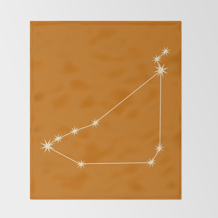 Capricorn Zodiac Star Constellation Line Art Orange Throw Blanket Gallery Image 2