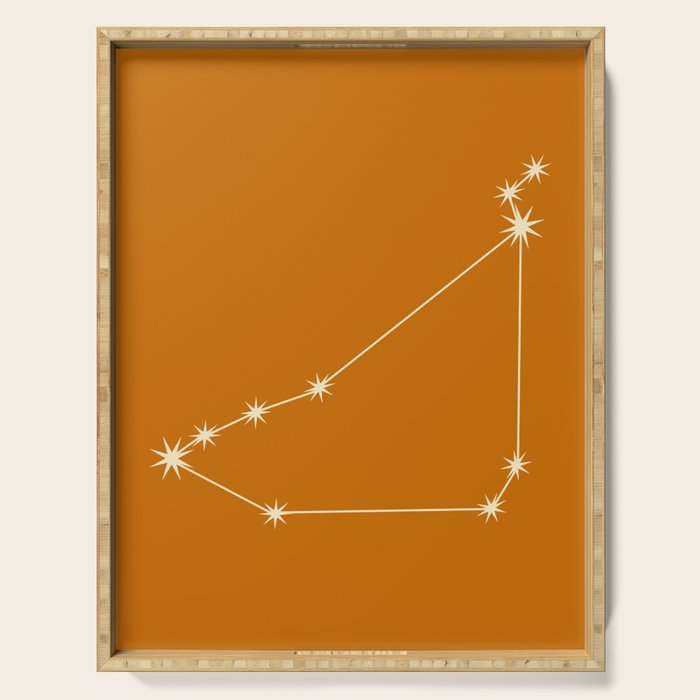 Capricorn Zodiac Star Constellation Line Art Orange Serving Tray Gallery Image 1
