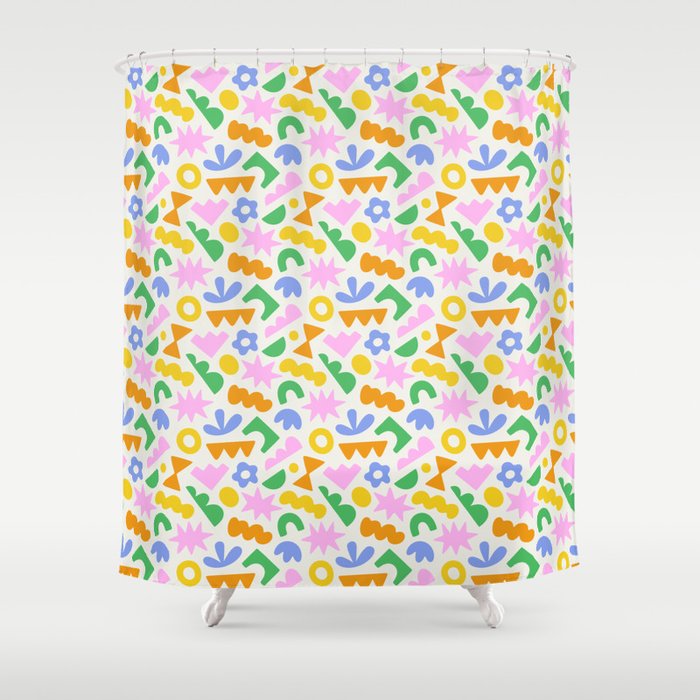 Colorful abstract organic shape patern Shower Curtain Gallery Image 1
