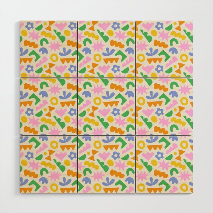 Colorful abstract organic shape patern Wood Wall Art Gallery Image 1