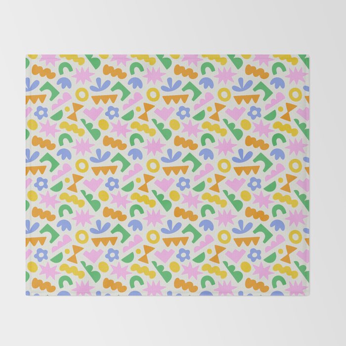 Colorful abstract organic shape patern Throw Blanket Gallery Image 2