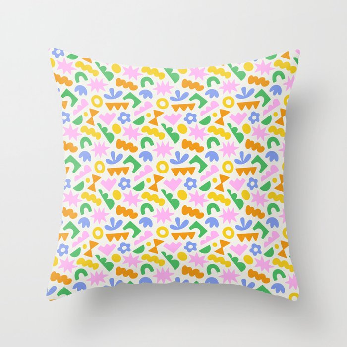 Colorful abstract organic shape patern Throw Pillow Gallery Image 1