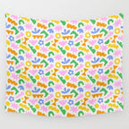 Colorful abstract organic shape patern Wall Tapestry Gallery Image 4