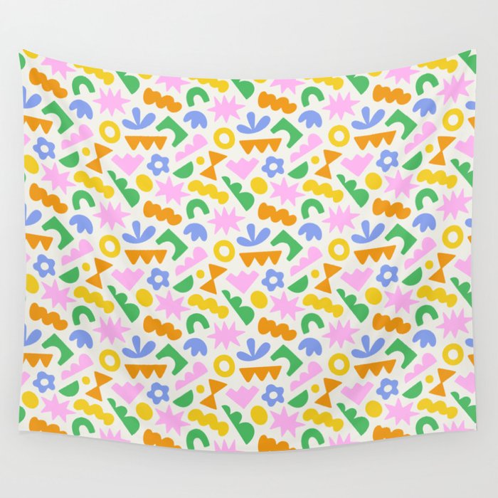 Colorful abstract organic shape patern Wall Tapestry Gallery Image 4