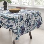 Mountains Watercolor Nature Trees Ski Snow Blue Indigo Tablecloth Gallery Image 3