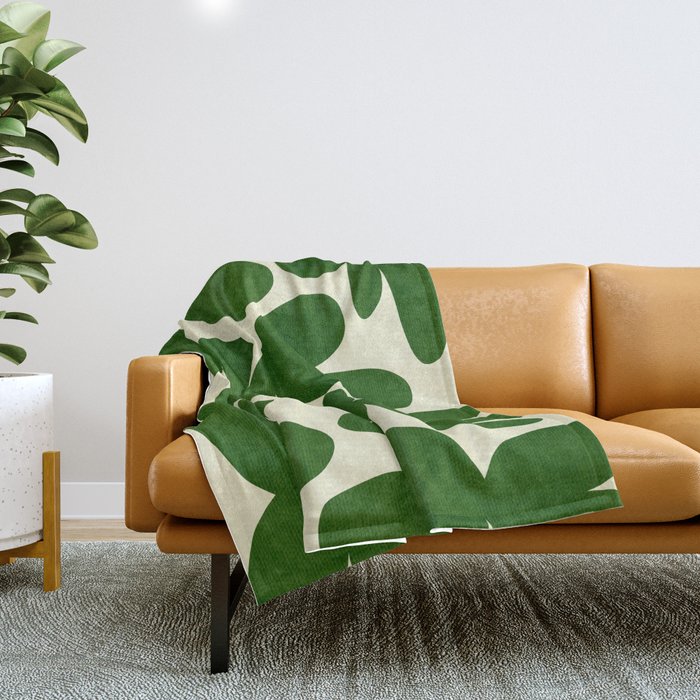 Abstract-botanical 35 green Throw Blanket Gallery Image 1