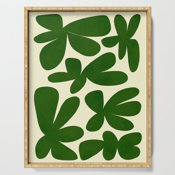 Abstract-botanical 35 green Serving Tray Gallery Image 1