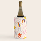 Happy Smiley Face & Retro Rainbows in Dusty Pink Wine Chiller Gallery Image 3