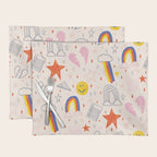 Happy Smiley Face & Retro Rainbows in Dusty Pink Placemat Gallery Image 1