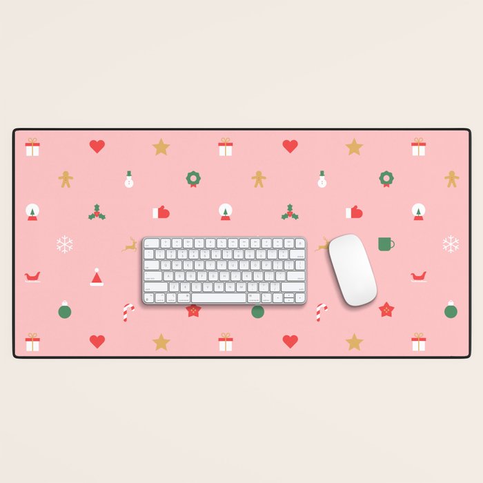 Retro christmas ornament decoration pattern Desk Mat Gallery Image 1