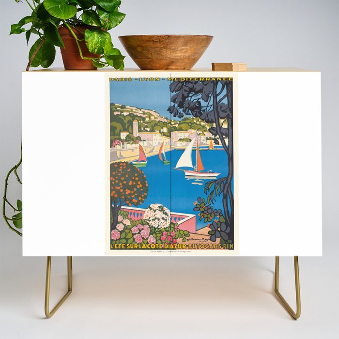 1926 FRANCE Summer On The Cote D'Azur Travel Poster Credenza Gallery Image 1