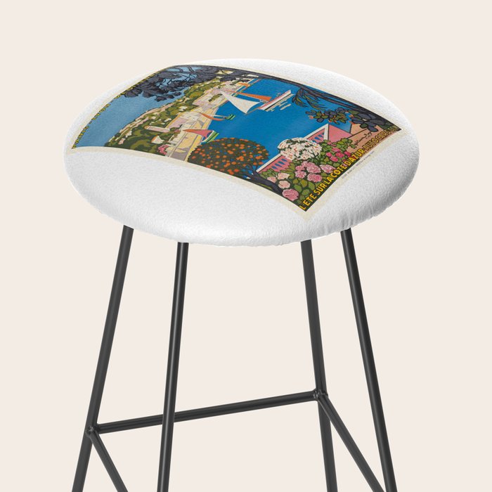 1926 FRANCE Summer On The Cote D'Azur Travel Poster Stool Gallery Image 2