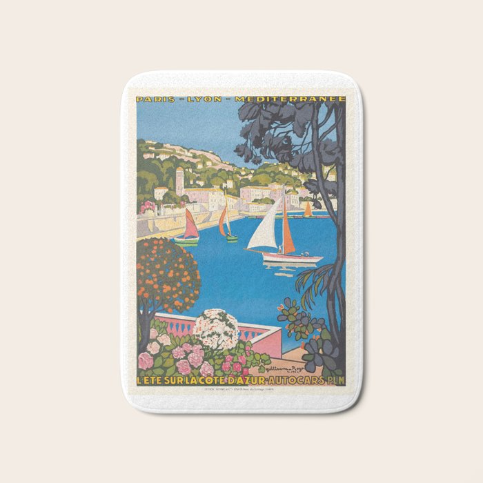 1926 FRANCE Summer On The Cote D'Azur Travel Poster Bath Mat Gallery Image 1