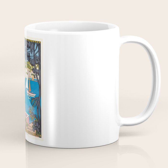 1926 FRANCE Summer On The Cote D'Azur Travel Poster Coffee Mug Gallery Image 1
