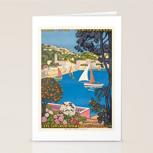 1926 FRANCE Summer On The Cote D'Azur Travel Poster Stationery Card Gallery Image 1