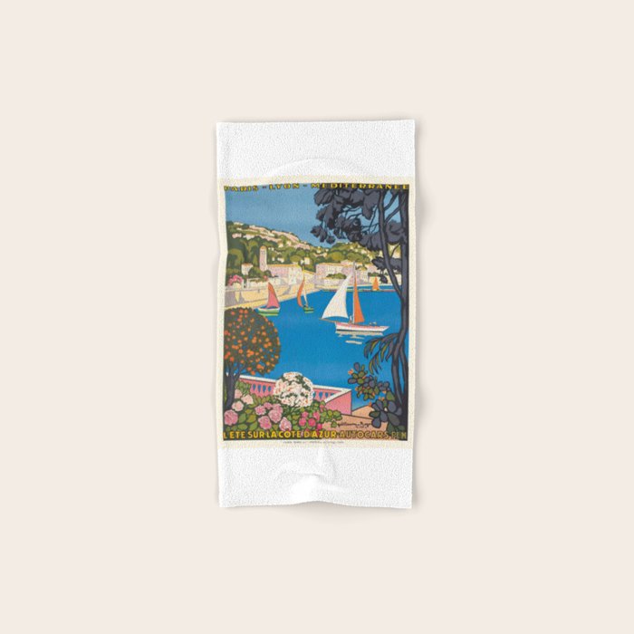 1926 FRANCE Summer On The Cote D'Azur Travel Poster Bath Towel Gallery Image 1
