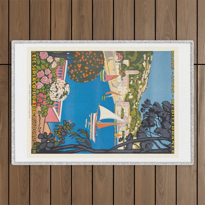 1926 FRANCE Summer On The Cote D'Azur Travel Poster Outdoor Rug Gallery Image 1