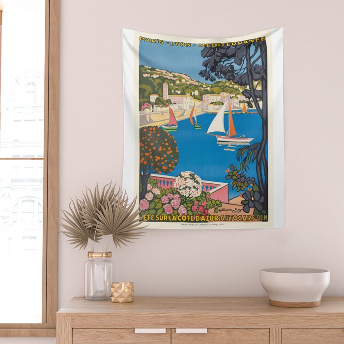 1926 FRANCE Summer On The Cote D'Azur Travel Poster Wall Tapestry Gallery Image 2