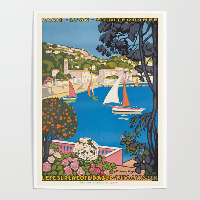 1926 FRANCE Summer On The Cote D'Azur Travel Poster Poster Gallery Image 4