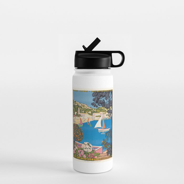 1926 FRANCE Summer On The Cote D'Azur Travel Poster Water Bottle Gallery Image 1