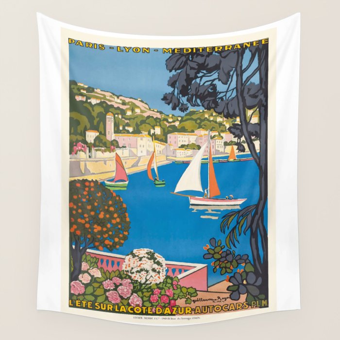 1926 FRANCE Summer On The Cote D'Azur Travel Poster Wall Tapestry Gallery Image 1