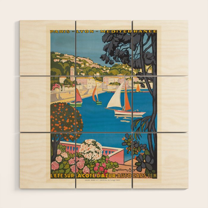 1926 FRANCE Summer On The Cote D'Azur Travel Poster Wood Wall Art Gallery Image 1