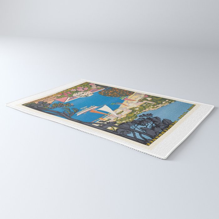 1926 FRANCE Summer On The Cote D'Azur Travel Poster Rug Gallery Image 3