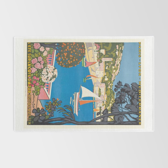 1926 FRANCE Summer On The Cote D'Azur Travel Poster Rug Gallery Image 2