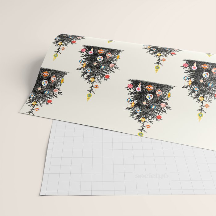 Retro Decorated Christmas Tree Wrapping Paper Gallery Image 2