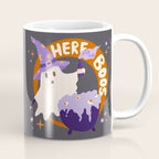 Here for the boos - cute witchy ghost Coffee Mug Gallery Image 1