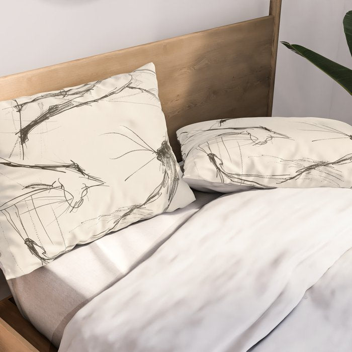 Modern Cat Sketch Pillow Sham Gallery Image 2