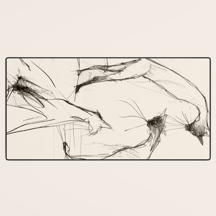 Modern Cat Sketch Desk Mat Gallery Image 3